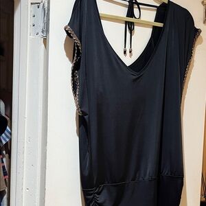 2B Bebe Black Tunic Top with Gold Accents